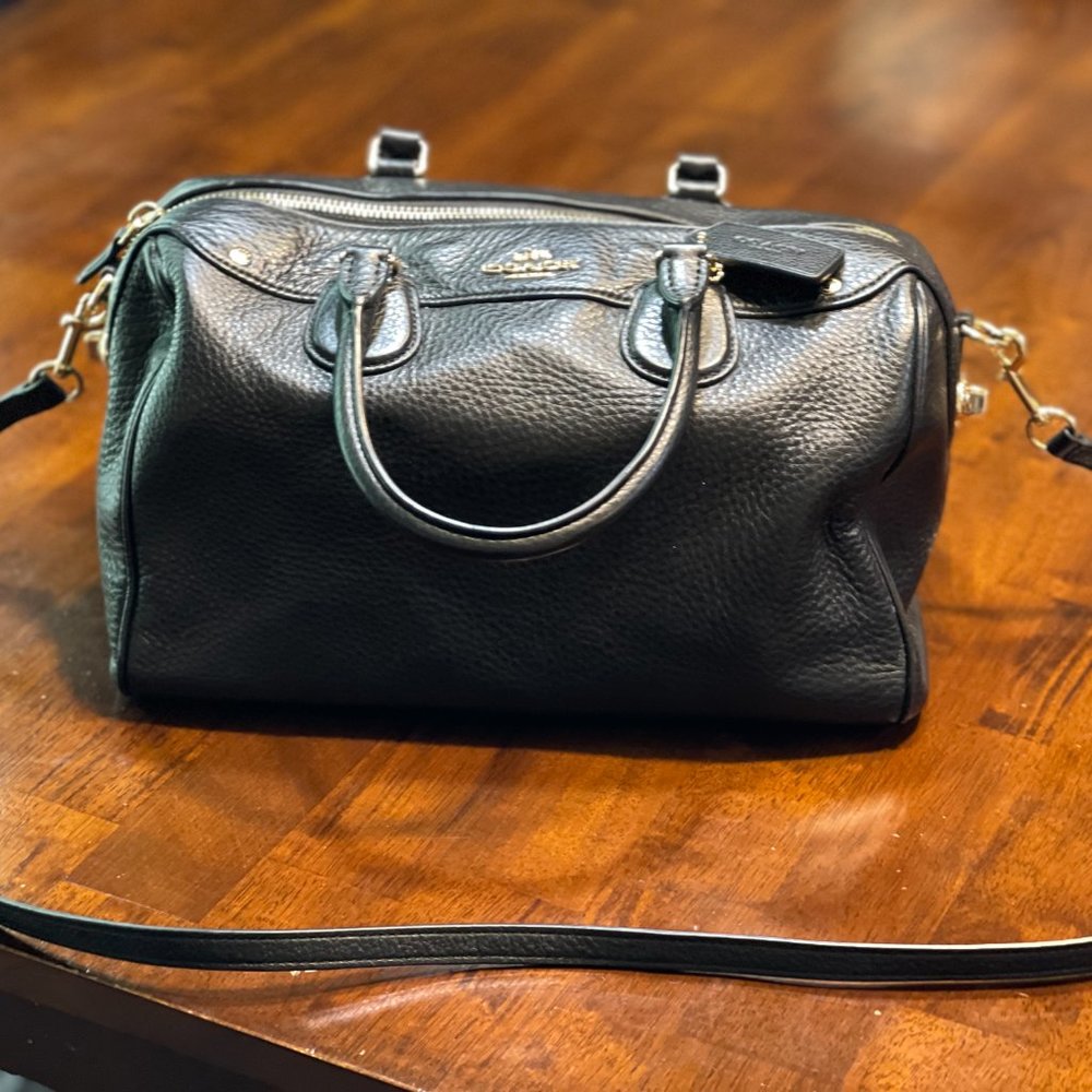 Coach Satchel - black, medium size with shoulder strap - Picture 2 of 7